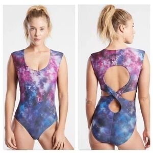 Athleta Supernova Tie Dye Galaxy Strappy One Piece Swimsuit Size S